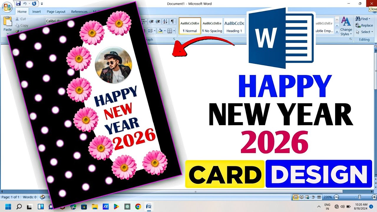 Happy New Year Card Design in MS Word | How to Make Happy New Year Card In Microsoft Word 