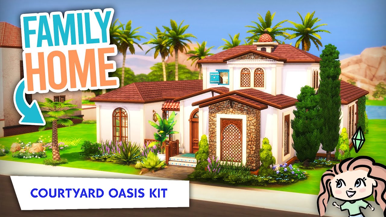 Moroccan Inspired Family Home || The Sims 4 Courtyard Oasis Speed Build 🏡