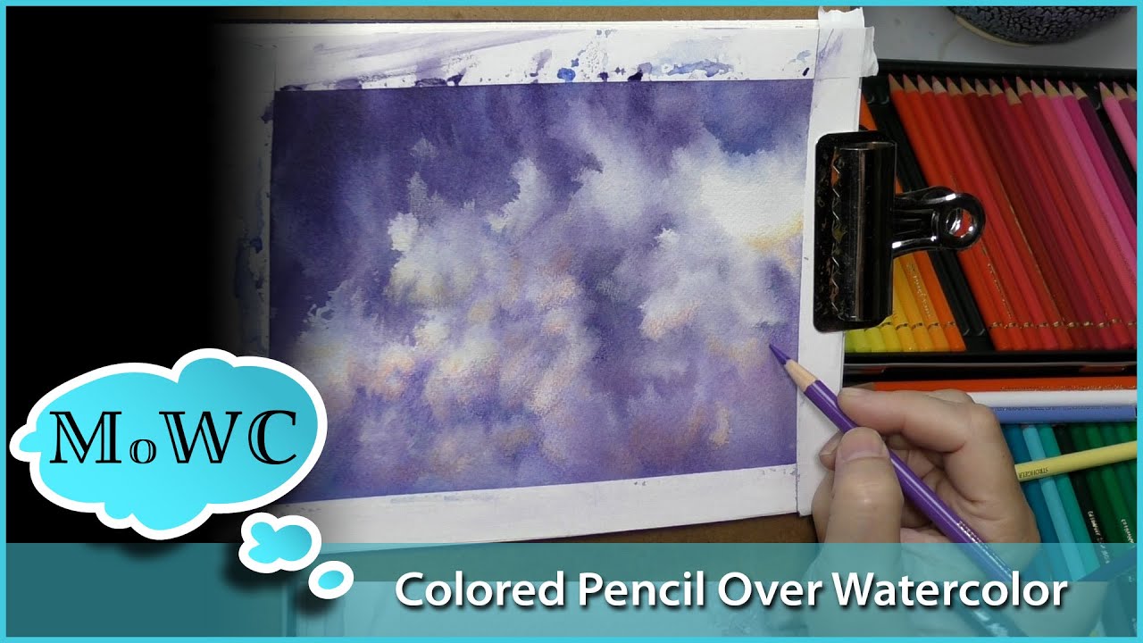 One of My Favorite Illustration Techniques. Colored Pencil Over Watercolor Cloudscape.