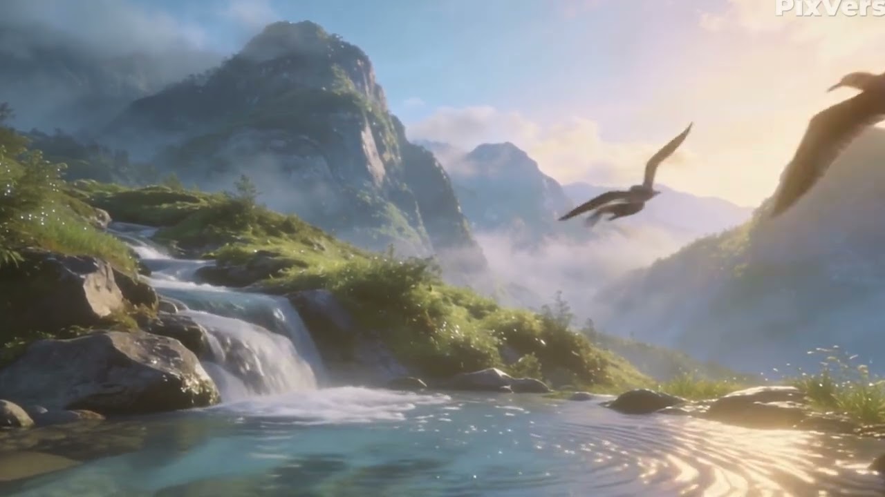 Peaceful Morning Mountain River Sounds | Calm Nature for Relaxation & Positive Energy