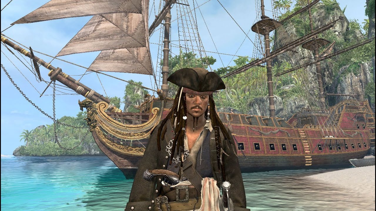 Captain Jack Sparrow + The Black Pearl + Single NPC Sword & Pistol (Mod) AC Black Flag