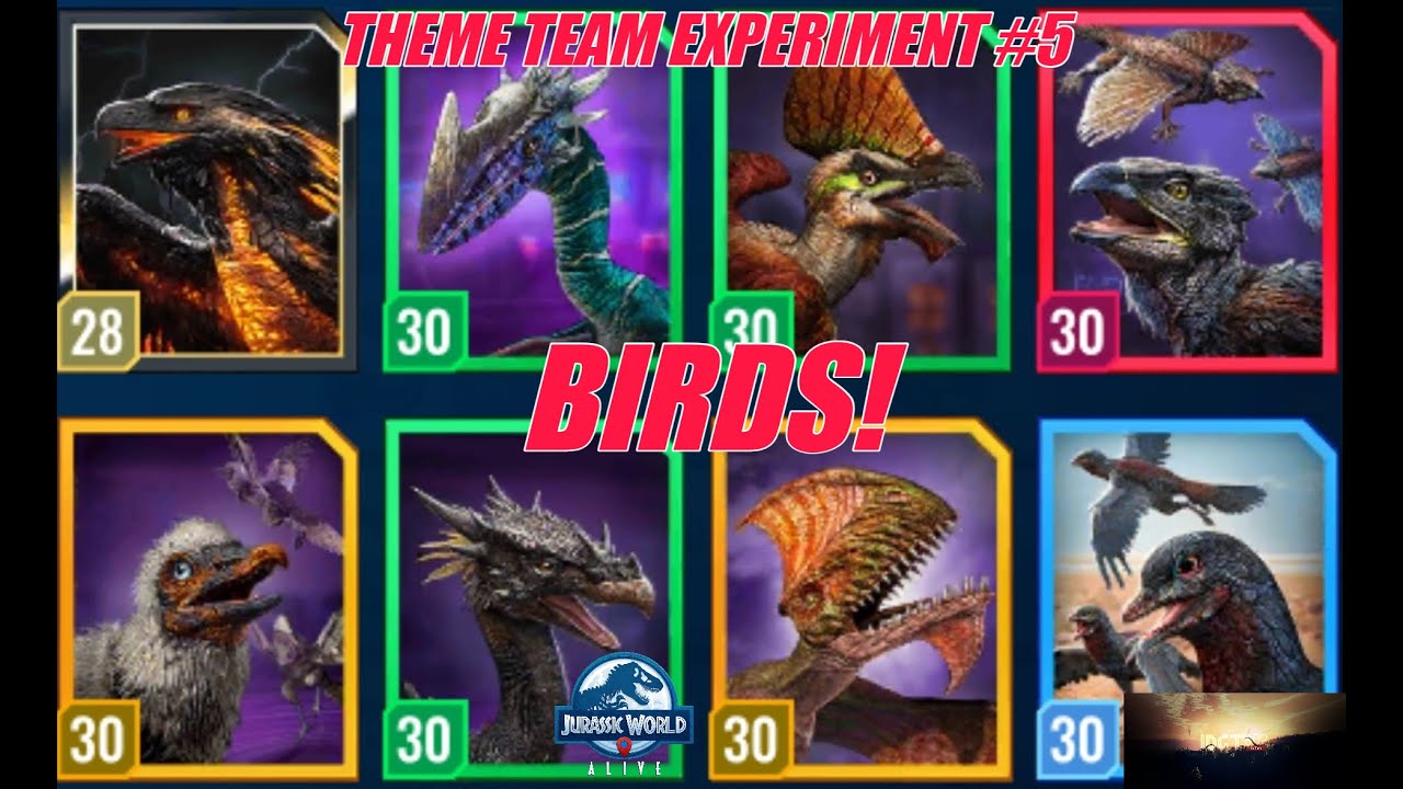 ALL BIRD TEAM! THEME TEAM EXPERIMENT #5 (Jurassic World Alive 2.12)