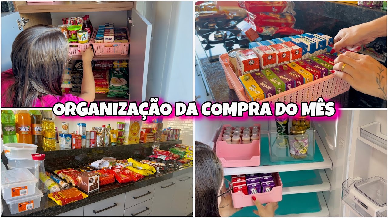 ORGANIZANDO A COMPRA DO MÊS 🩷armários e geladeira *asmr