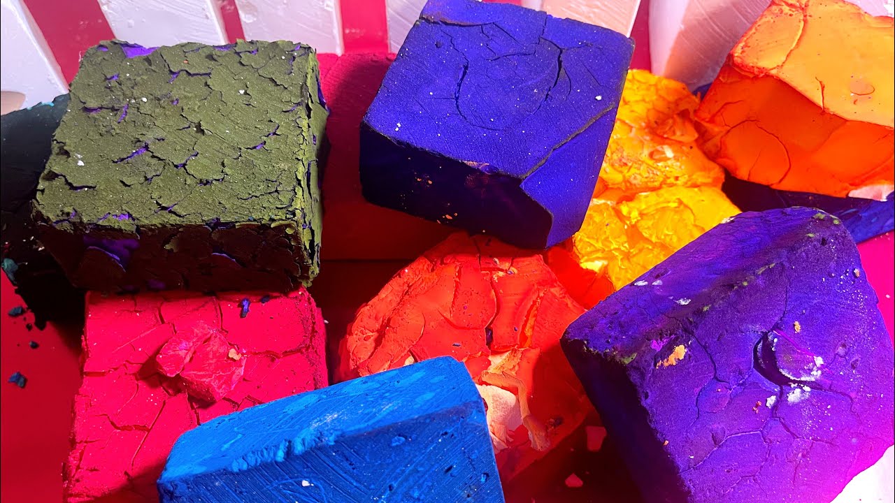 🌈⭐️Rainbow Dyed BSN ~ Bright, Flaky Perfect Little Squares 💙🩷💚🧡 Gym Chalk ASMR