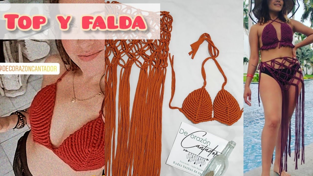 Salida de baño/bikini/falda a macramé con trapillo Moda de verano para Mujer