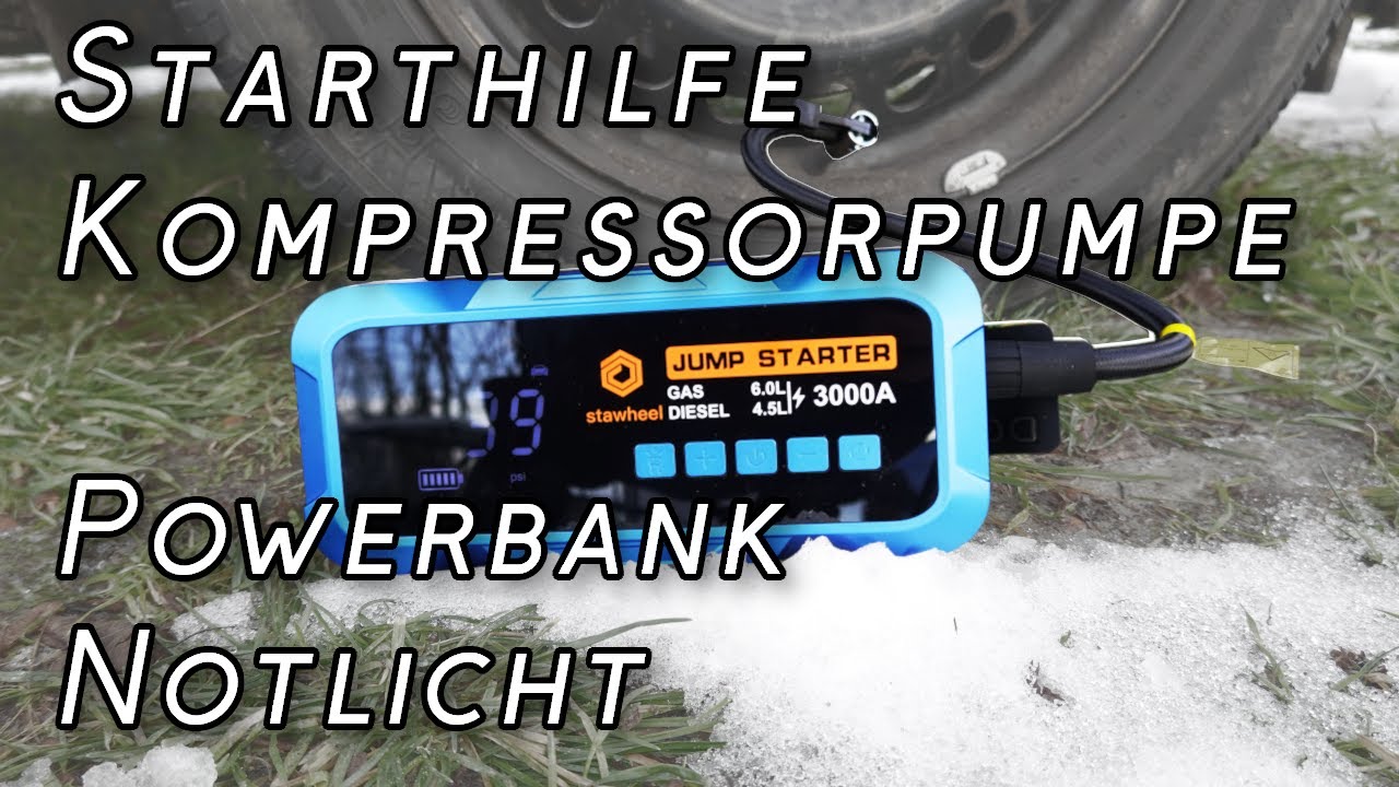 stawheel Luftkompressor/Powerbank/Starthilfe/Licht Vorstellung +Test