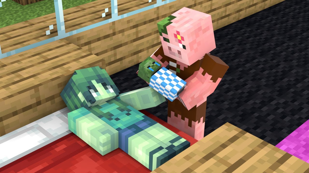Poor Zombie Boy, Zombie Girl and Baby Zombie - Happy Ending - Minecraft Animation