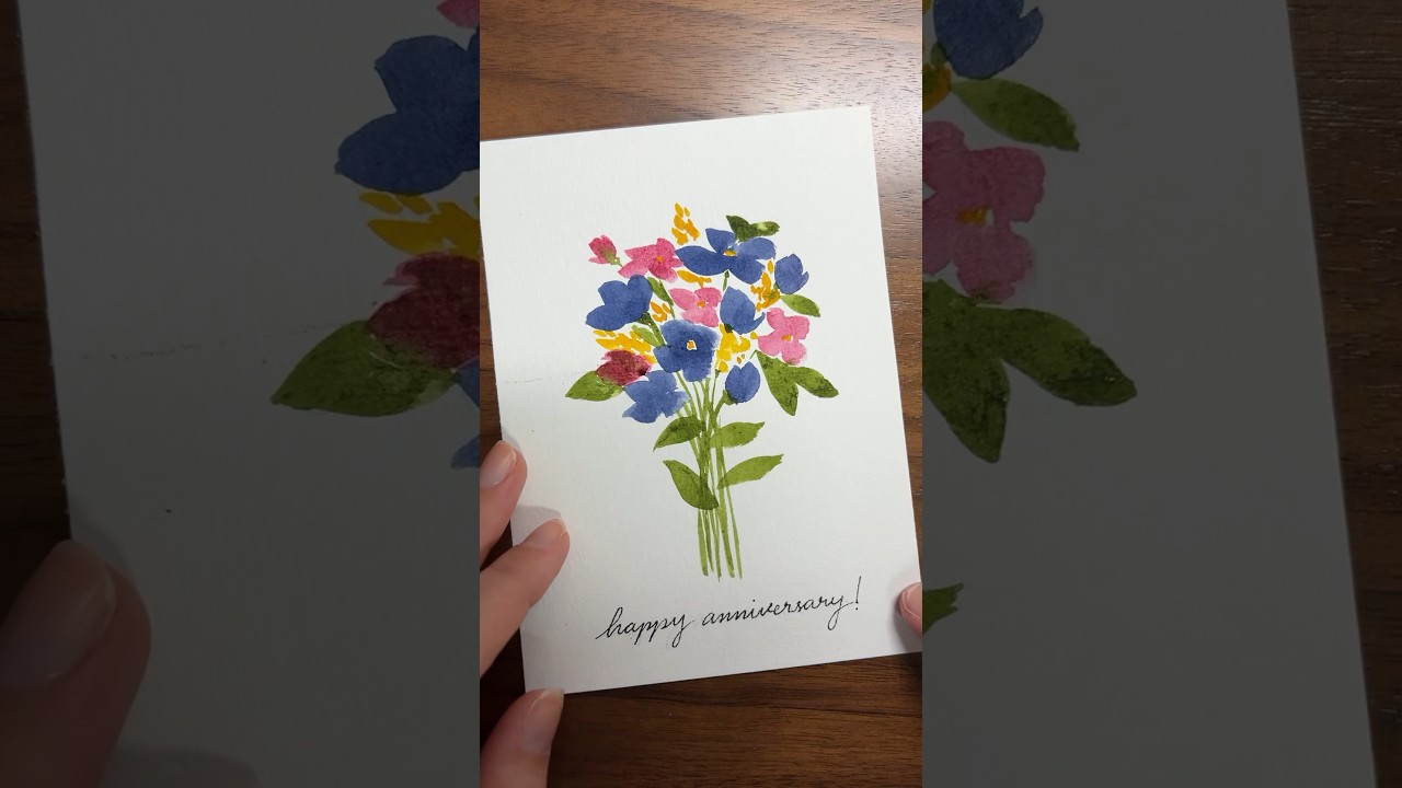 Making a simple floral watercolor card! #cardmaking #watercolorpainting #diycard #painting #cards