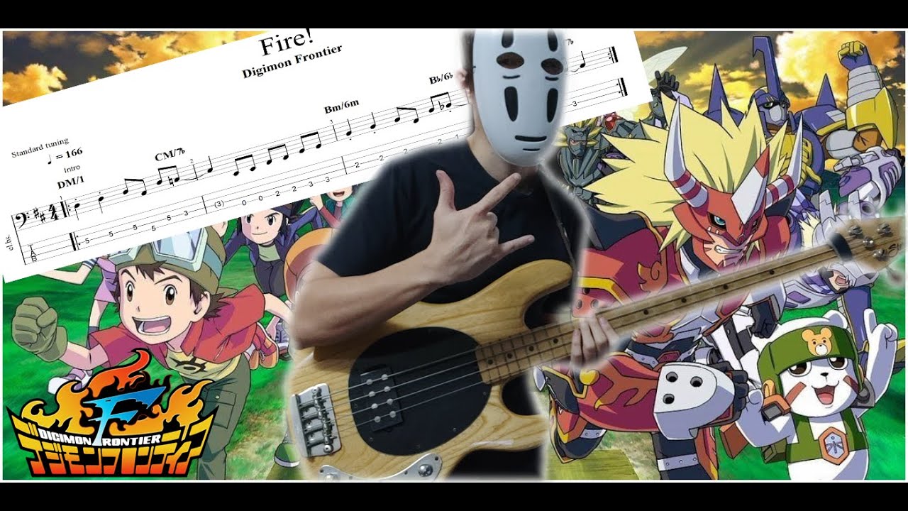 [Bass Cover]Digimon Frontier op - FIRE! @Tab Download 貝斯