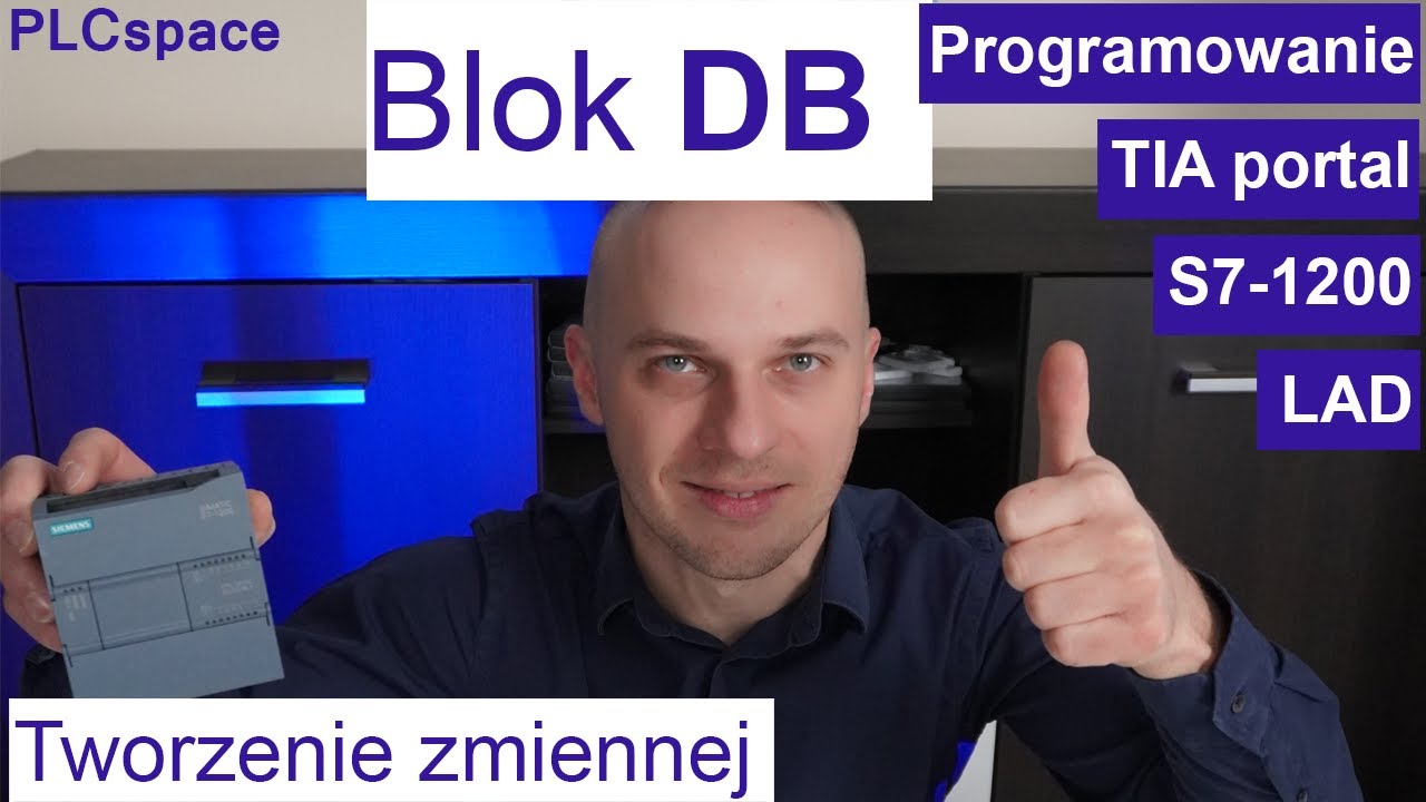 Tworzenie zmiennej w bloku danych DB- Kurs programowania PLC Siemens S7-1200 - TIA Portal - LAD