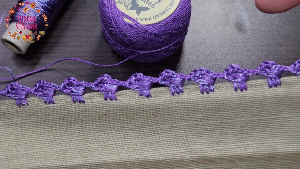 Easy Qureshia border lace design tutorial/How to crochet simple dupatta lace border/Easy crocheting