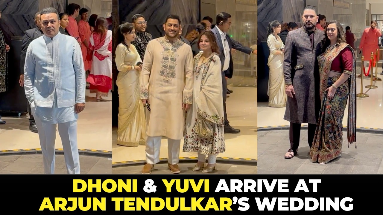 MS Dhoni, Yuvraj Singh, Yusuf Pathan & Asha Bhosle Attend Arjun Tendulkar Wedding Function