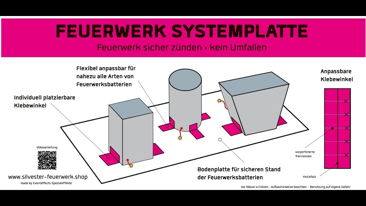 Feuerwerk-Systemplatte / Feuerwerk sicher zünden - Kein Umfallen