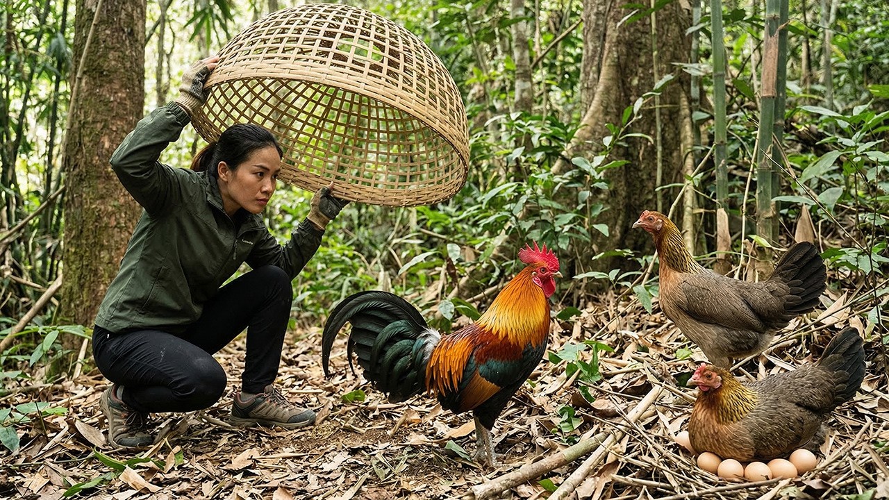 Survival Skills | Discovering Jungle Fowl Tracks and Quickly Setting Traps Around the Area