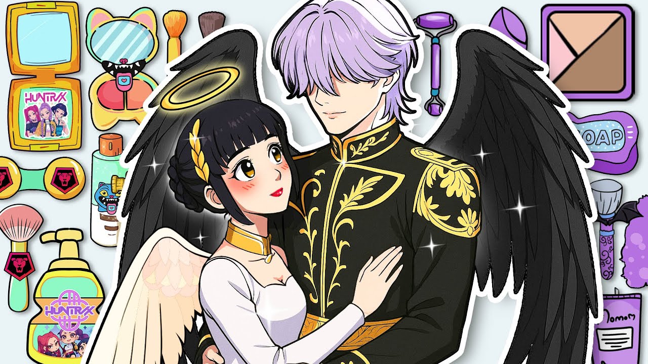 💖Paper DIY💖 KPOP DEMON HUNTERS Zoey x Mystery Angel Couple Skincare + Makeup💄Blind Bag Unboxing ASMR