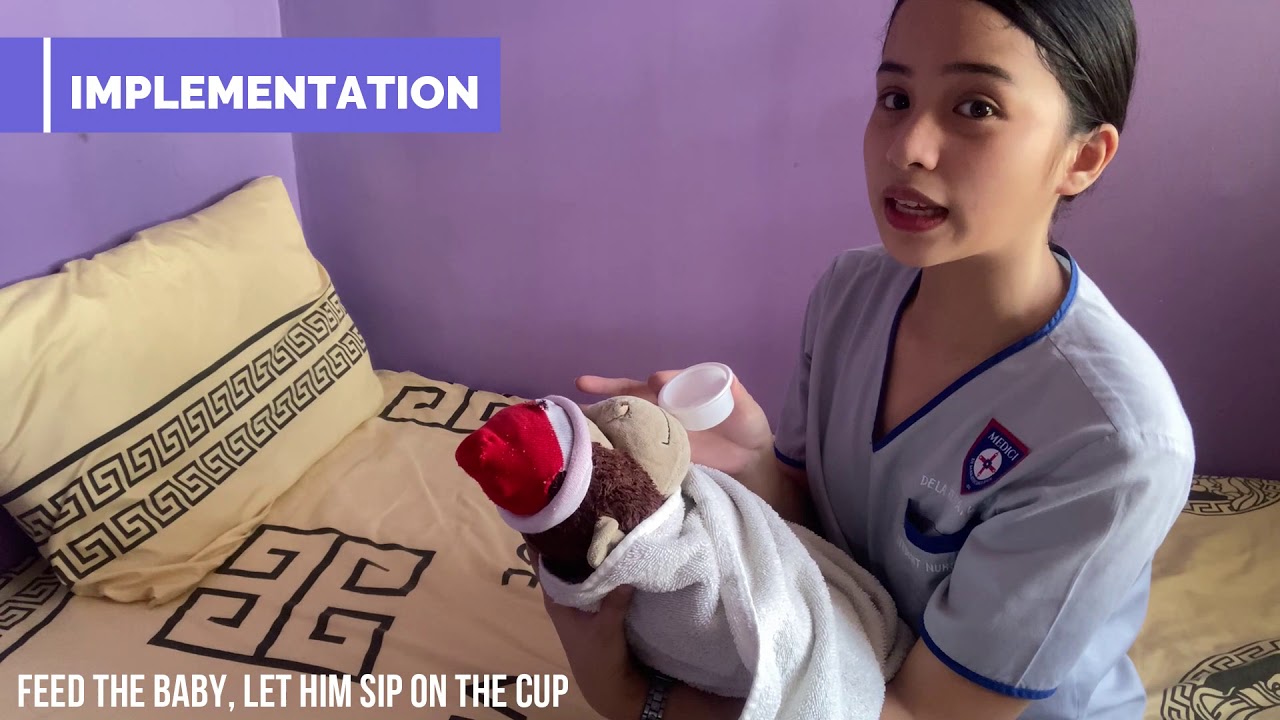 Cup Feeding and burping the infant/baby - Return Demonstration | Nursing