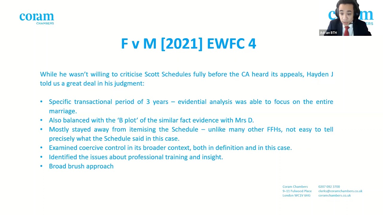 Scott Schedules and Coercive Controlling Behaviour   'What now'