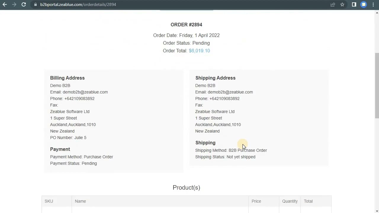 B2B Portal demo - Qblue Inventory Management Software
