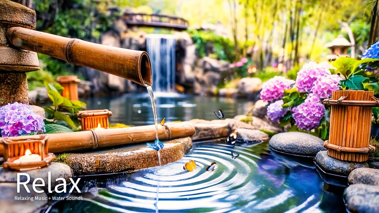 🌿Gentle Piano with Bamboo Water Sounds – Restore Balance and Relax Your Mind at Night