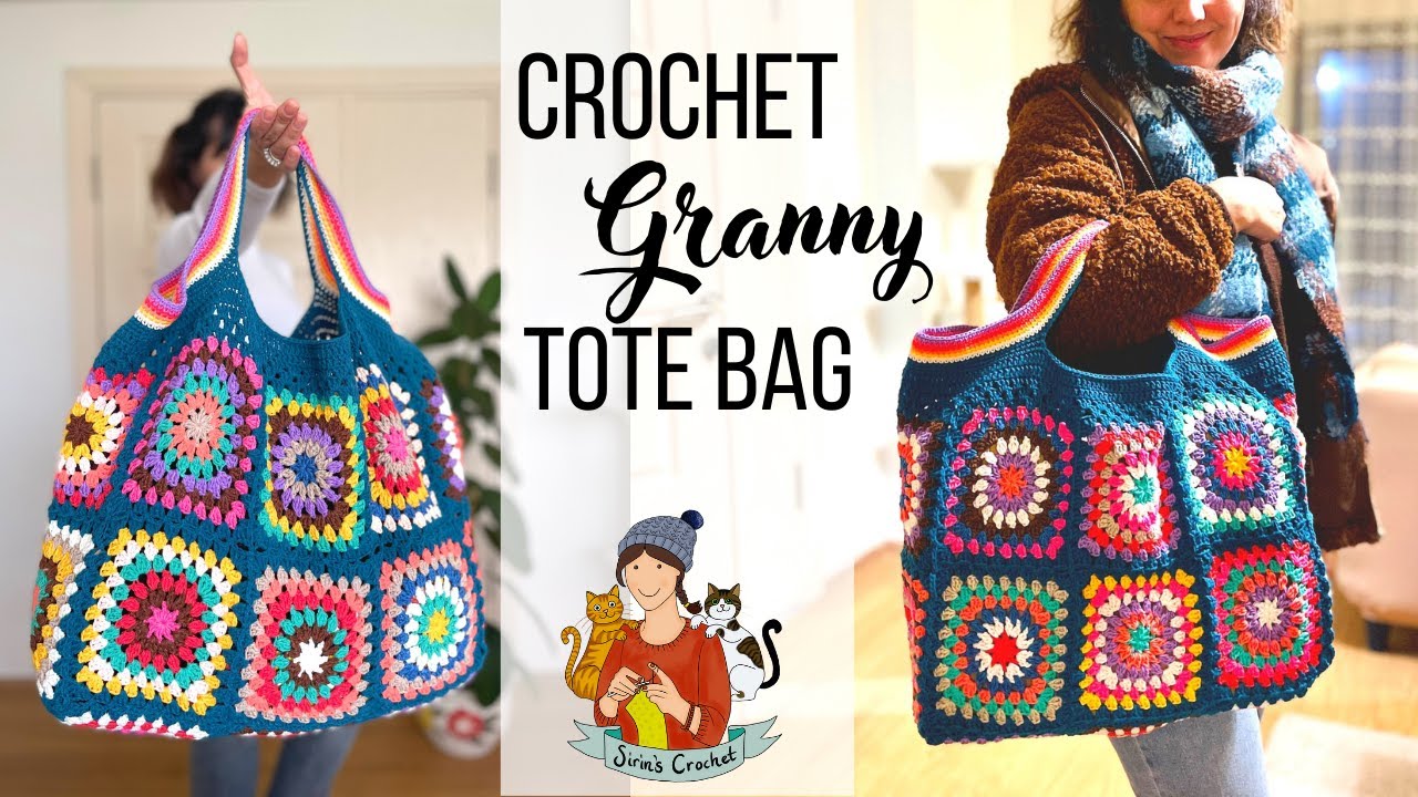 Crochet Famous Tote Bag With Granny Squares