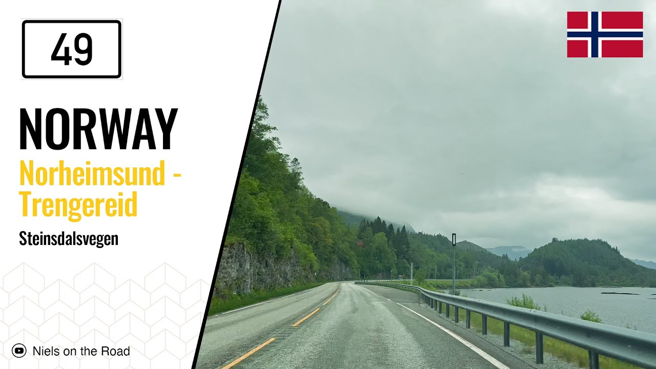 Driving in Norway: Fylkesvei 49 & 7 from Norheimsund [Steinsdalsfossen] to Trengereid