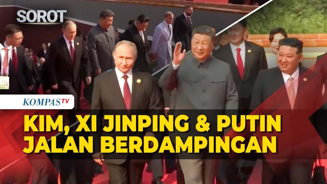 Momen Kim Jong Un, Xi Jinping & Putin Berjalan Berdampingan Hadiri Parade Militer China