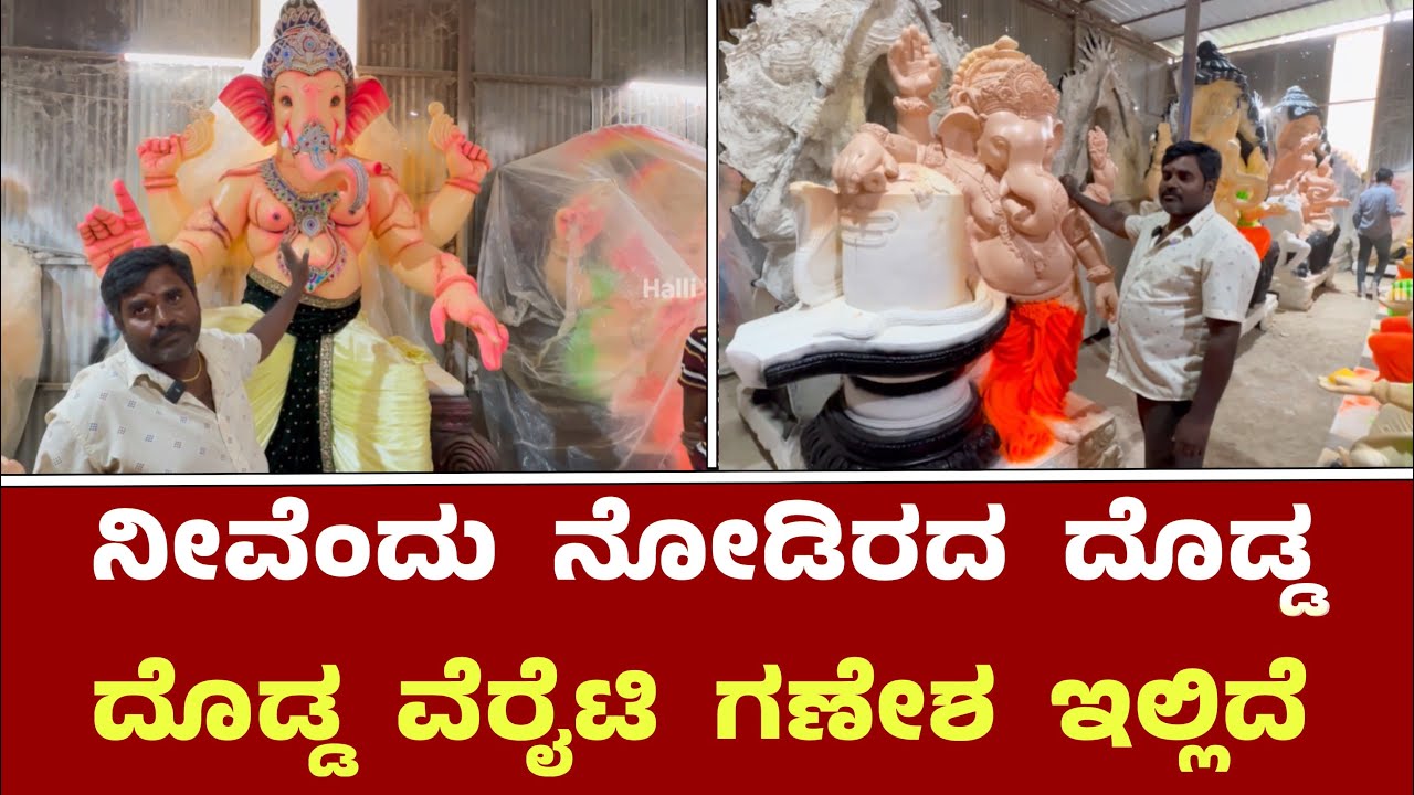 ನೀವೆಂದು ನೋಡಿರದ ದೊಡ್ಡ ದೊಡ್ಡ ವೆರೈಟಿ ಗಣೇಶ ಇಲ್ಲಿದೆ || Gananesha Festival Statues In Shed | #ganapathi ￼