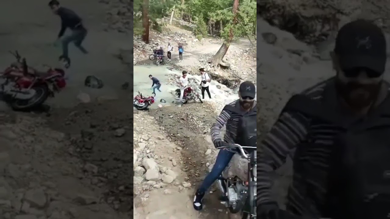 bike falling on water fall #waterfall #bike #crash #accident #funny