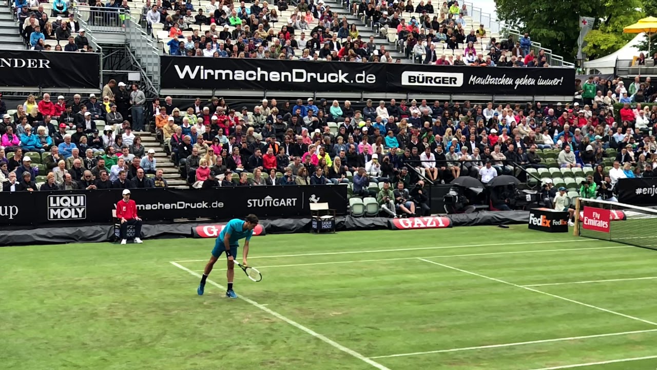Roger Federer's second serve in super slow motion (Stuttgart 2018)