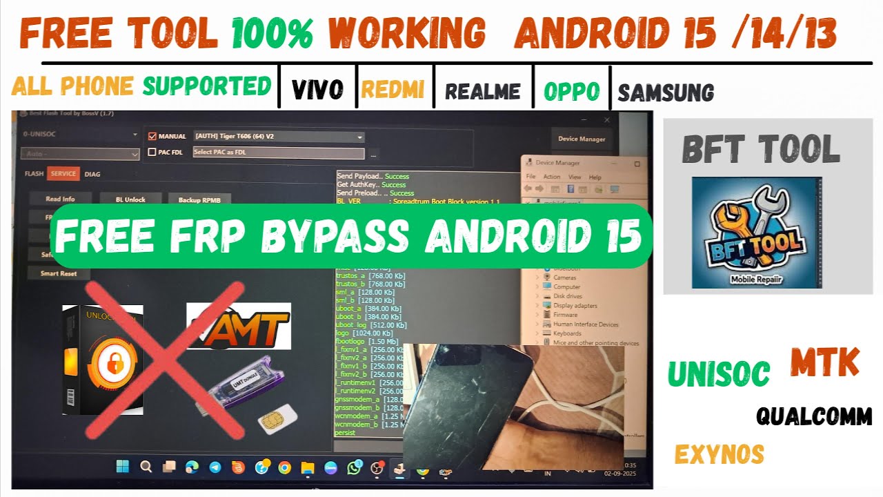 BFT UNLOCK TOOL FREE ME DOWNLOAD KARE Latest version || ANDROID 15 FRP FREE TOOL || Bft unlocker