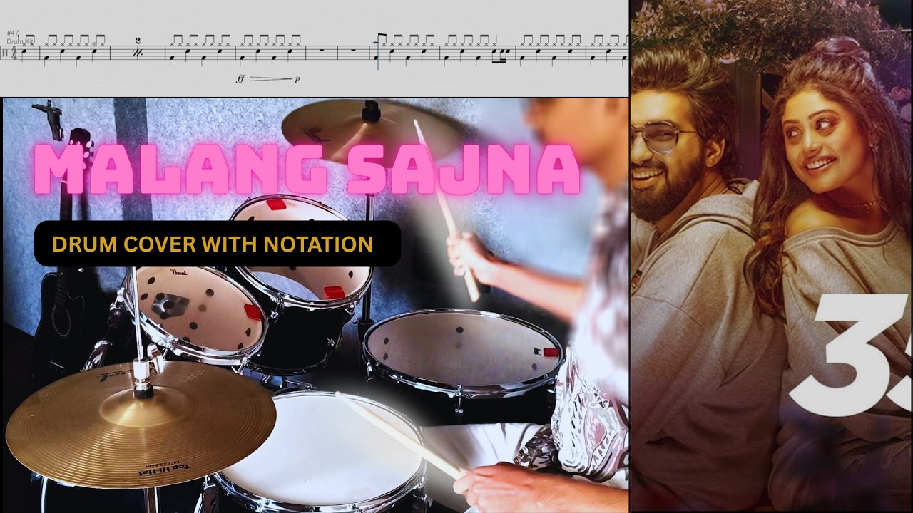 MALANG SAJNA | Drum Cover with Notation | Beginner Friendly
