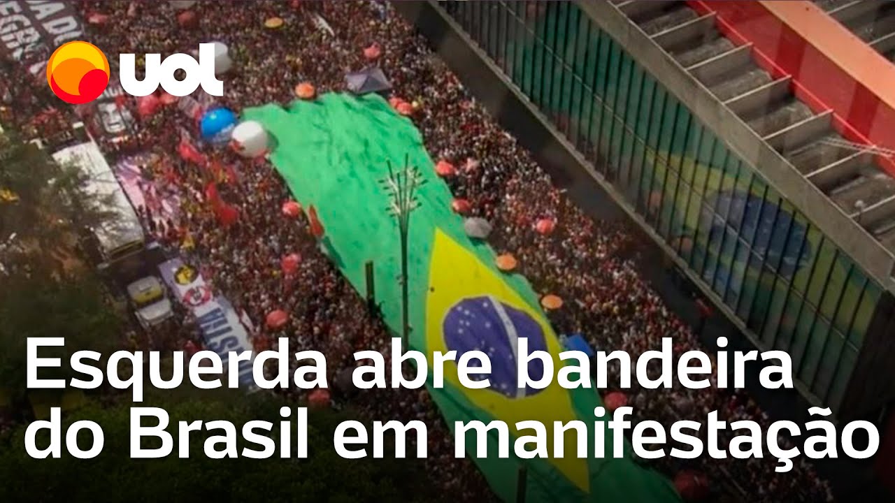 'Sem anistia' e contra a PEC da Blindagem: esquerda abre bandeira do Brasil em manifestação