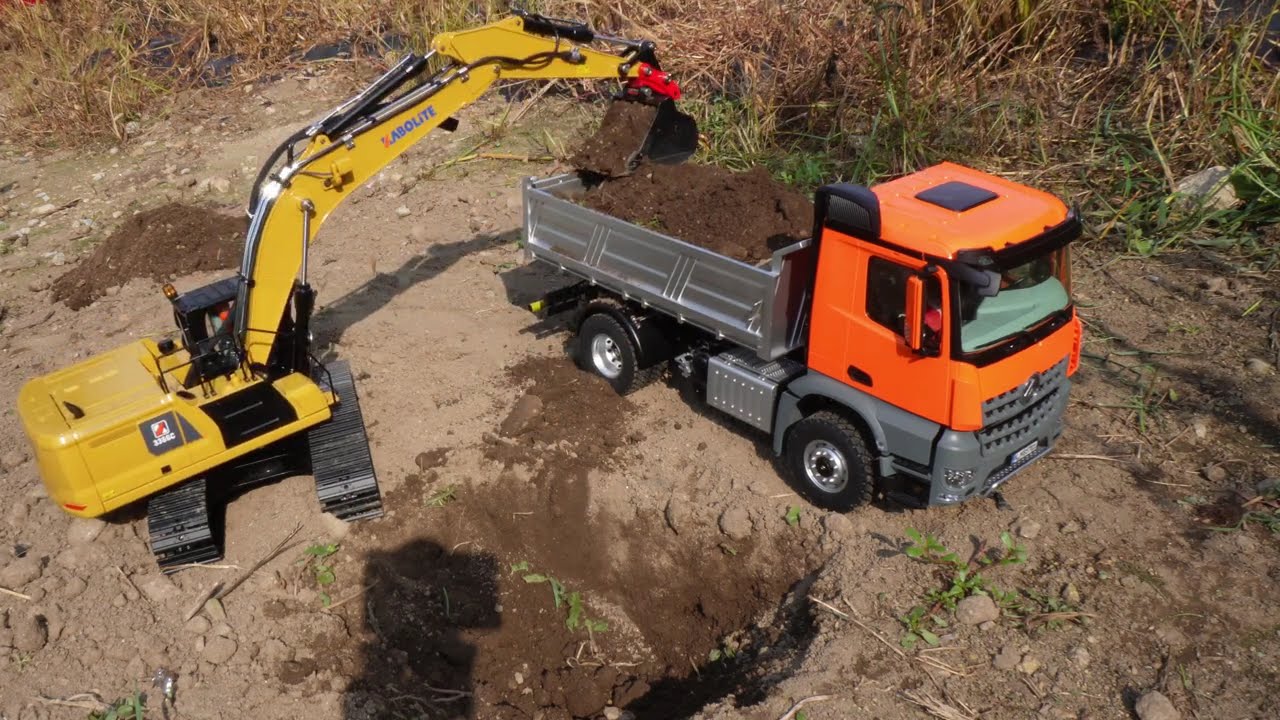 Kabolite k961-100s 터파기  4x4 Kabolite 1/14 5701 RC 덤프 트럭 작업, rc유압포크레인