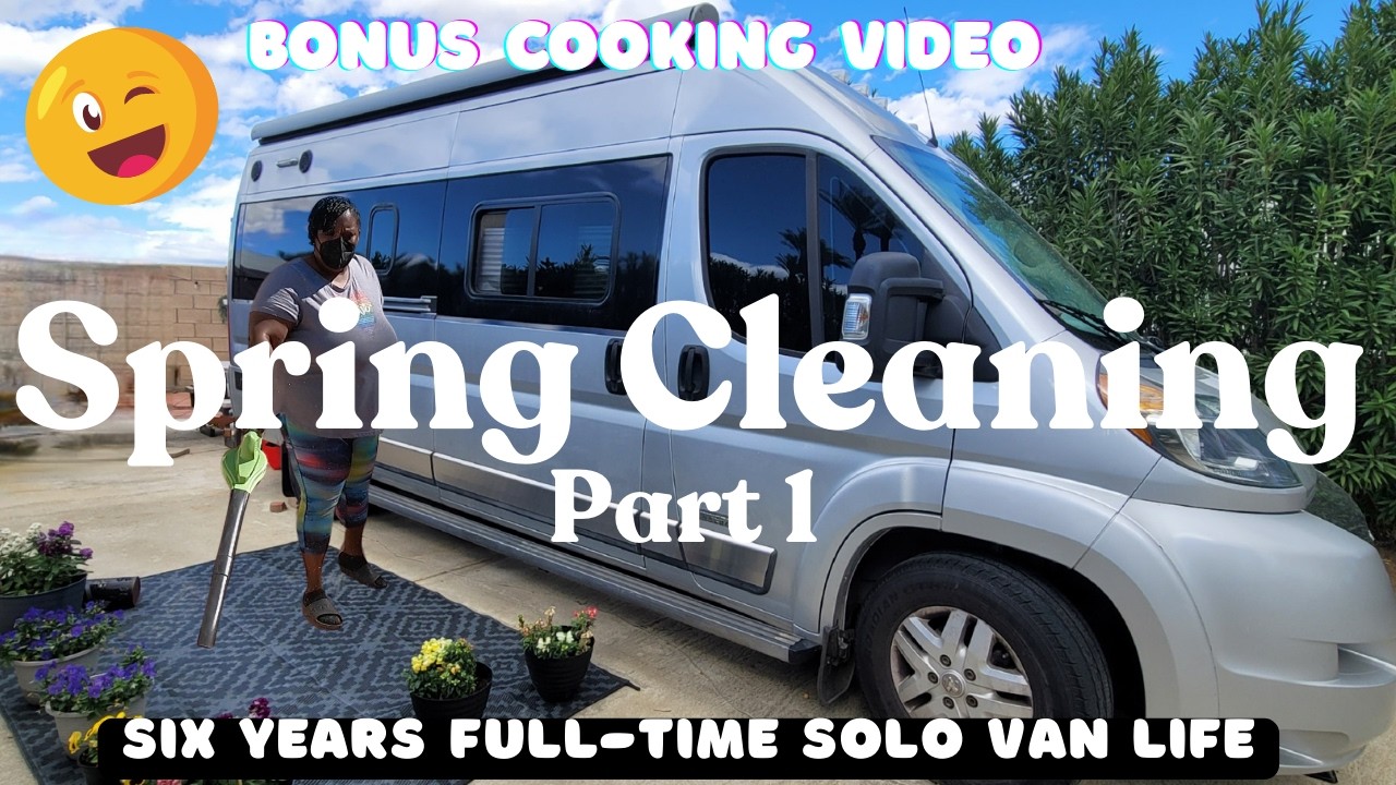 Cleaning My Campsite + Bonus Cooking Video 🤗 | Solo Female Full-Time Van Life 