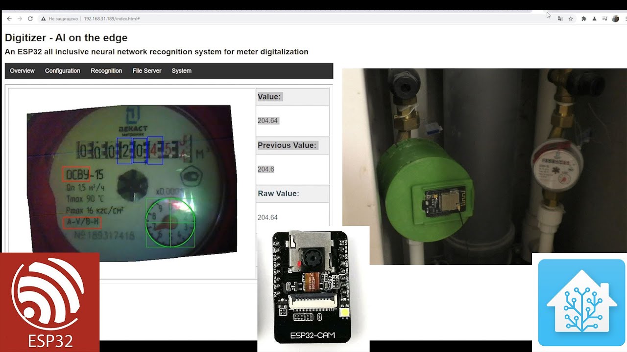 ESP32-CAM for reading readings from water, gas and electricity meters. AI camera.