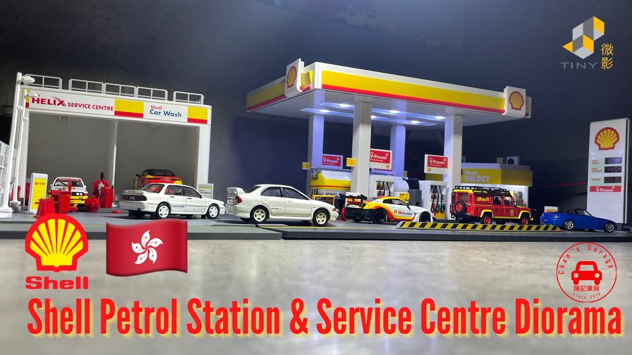 Tiny HK 微影香港 1:64 Shell Petrol Station & Service Centre Diorama Playset ￼蜆殼油站模型場景 with Light!