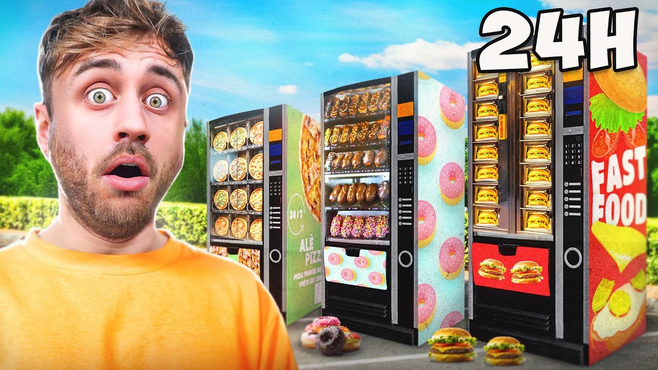 MANGER 24H dans des DISTRIBUTEURS 😨 (Fast Food, Snacks, Plats cuisin&eacute;s&hellip;)