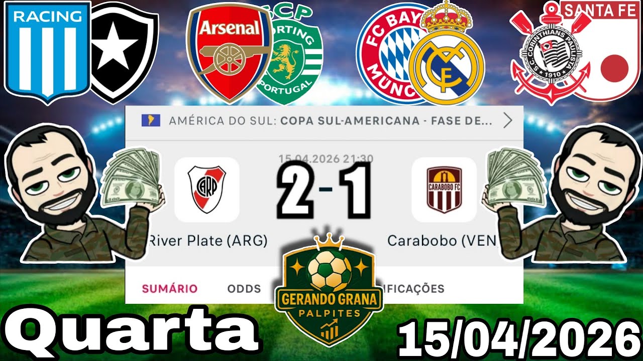 PALPITES DE FUTEBOL PARA HOJE 15 04 2026 QUARTA - FEIRA COM PLACARES EXATOS, BILHETE PRONTO + ZEBRA