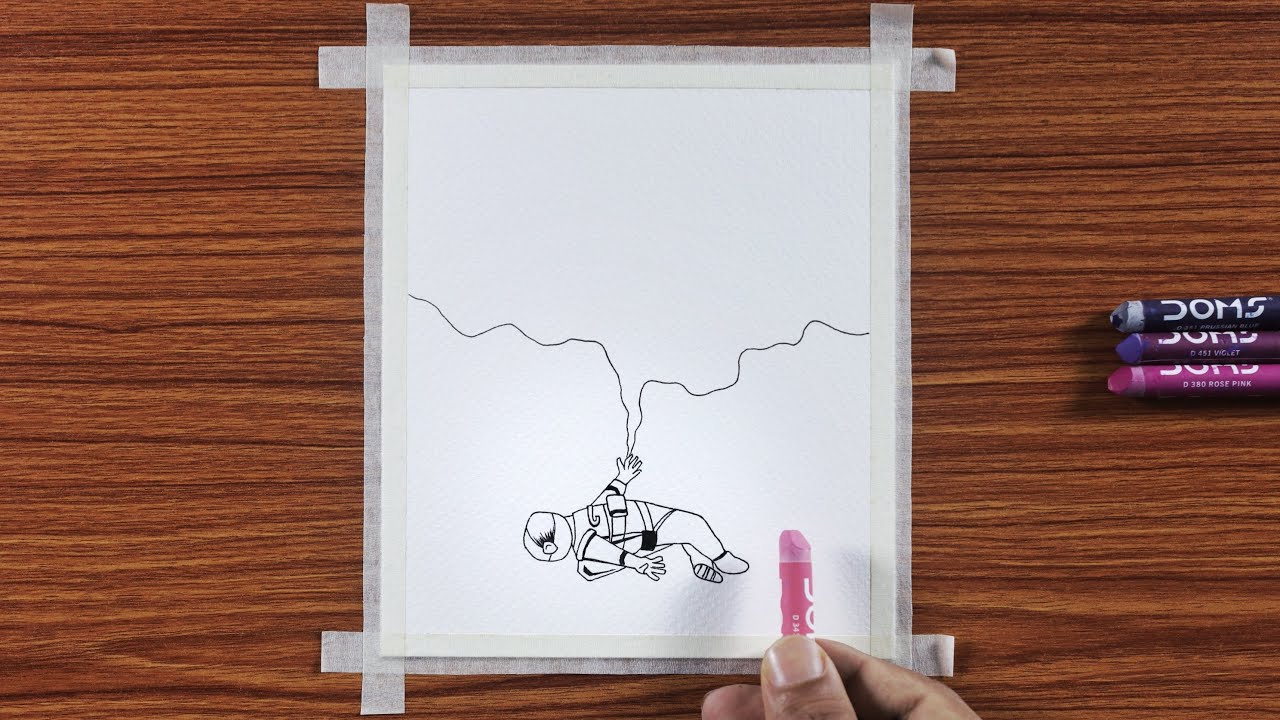 Astronaut Falling in Space  / Drawing for Beginners with Oil Pastels / Step by Step