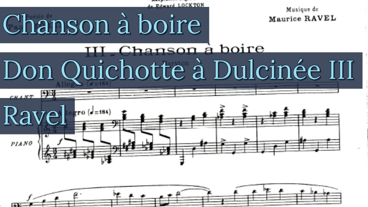 Chanson à boire Piano Accompaniment Don Quichotte à Dulcinée III Ravel Karaoke