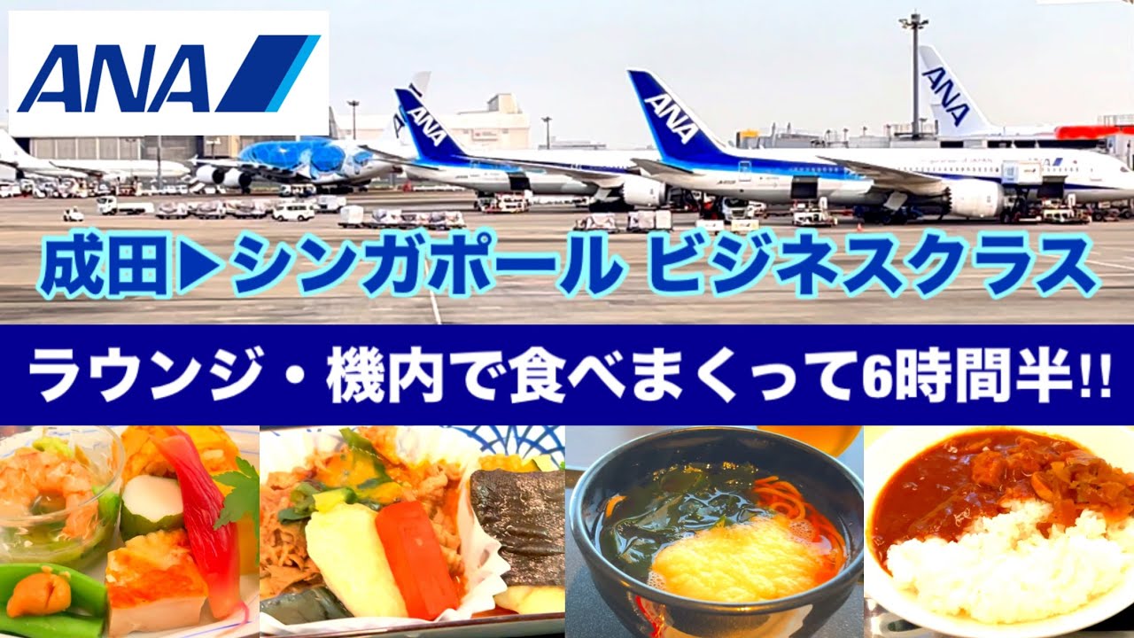 [ANA 成田➡︎シンガポール ビジネスクラス搭乗記！] ラウンジ・機内で食べまくって6時間半‼︎