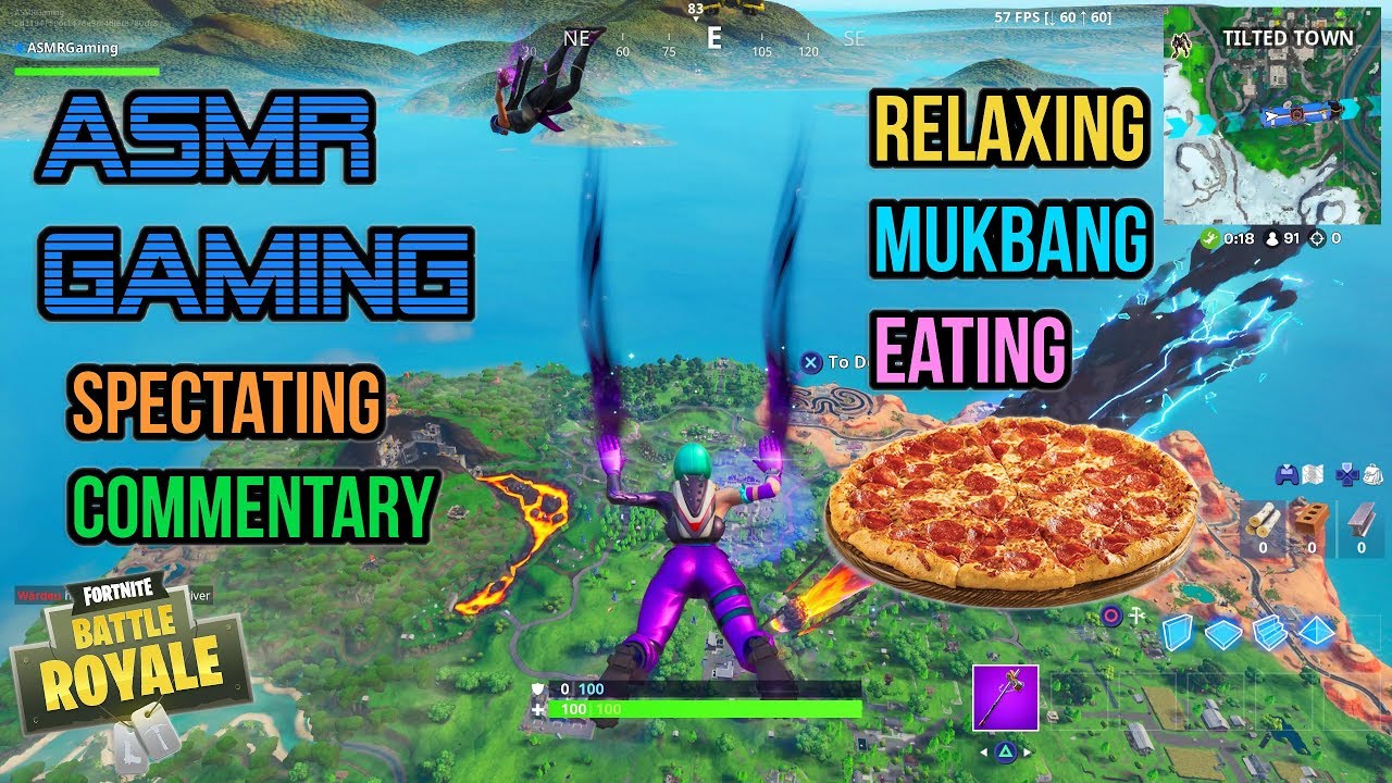 ASMR Gaming | Fortnite Mukbang Eating Delicious Pizza Commentary 먹방 🎮🎧 Relaxing Whispering😴💤