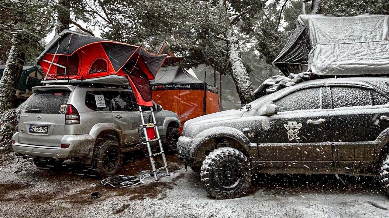 ARAÇ ÜSTÜ ÇADIRDA KIŞ KAMPI ⛺ Off Road Camping Turkey