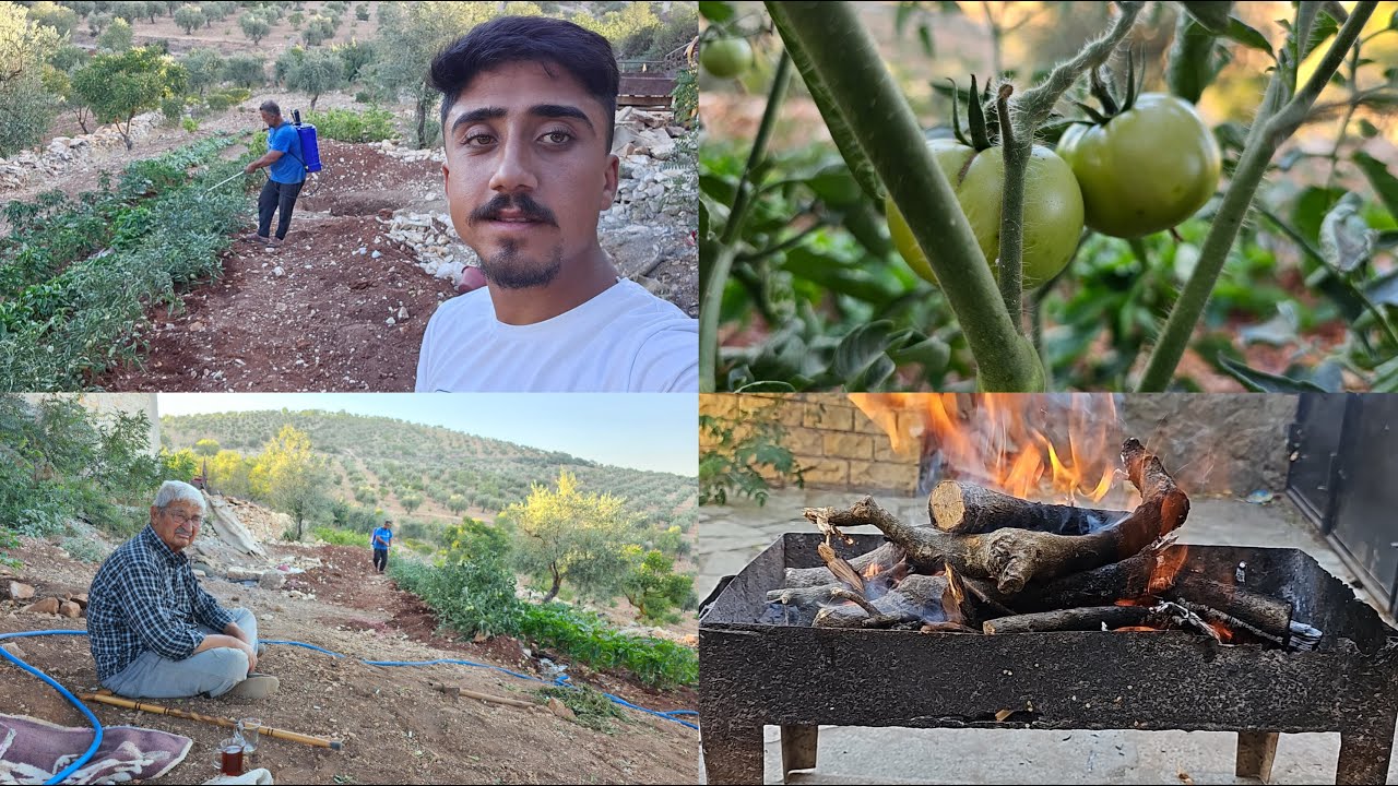 روتيني مع جدي و طبخت مشاوي لجدي وصورت الضيعه