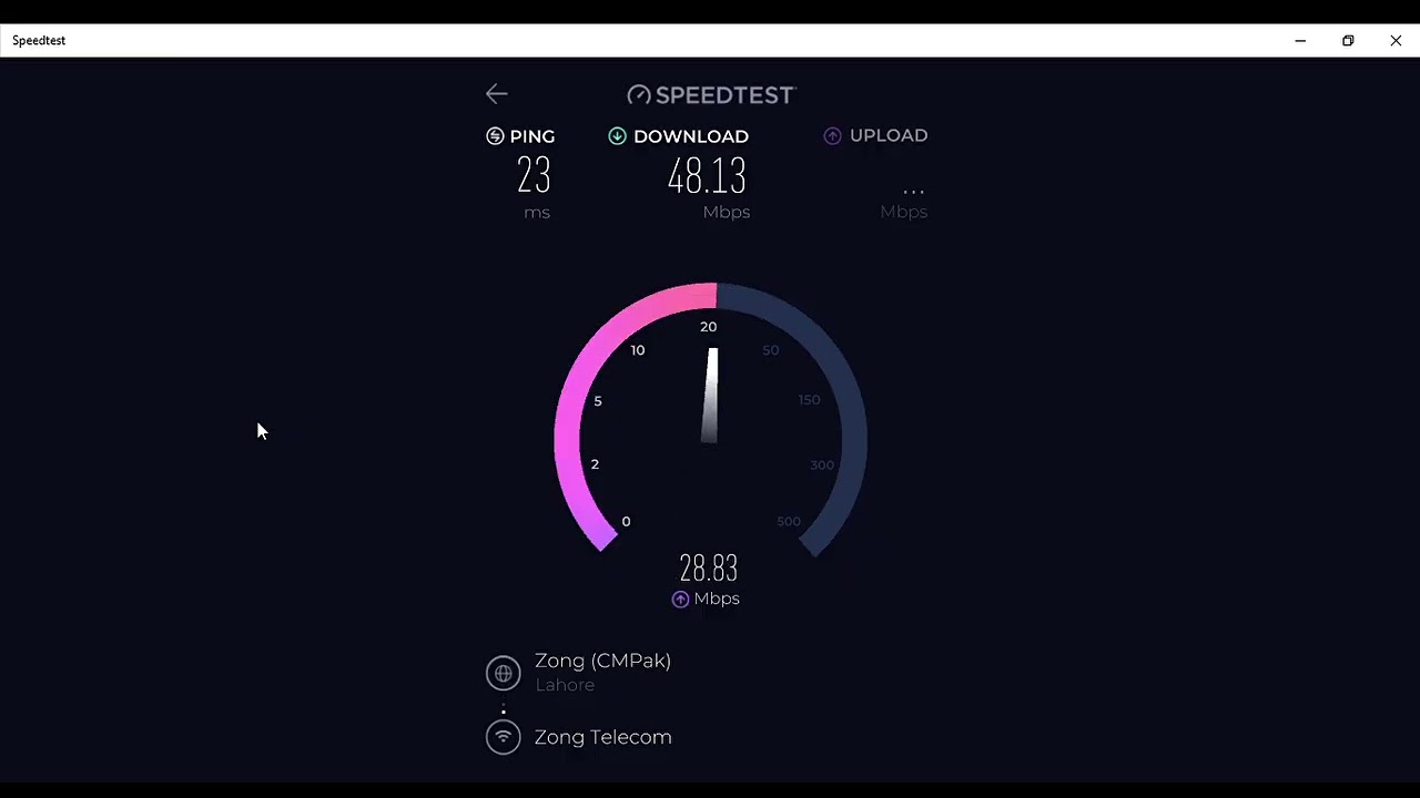 ZONG 4G Speed test