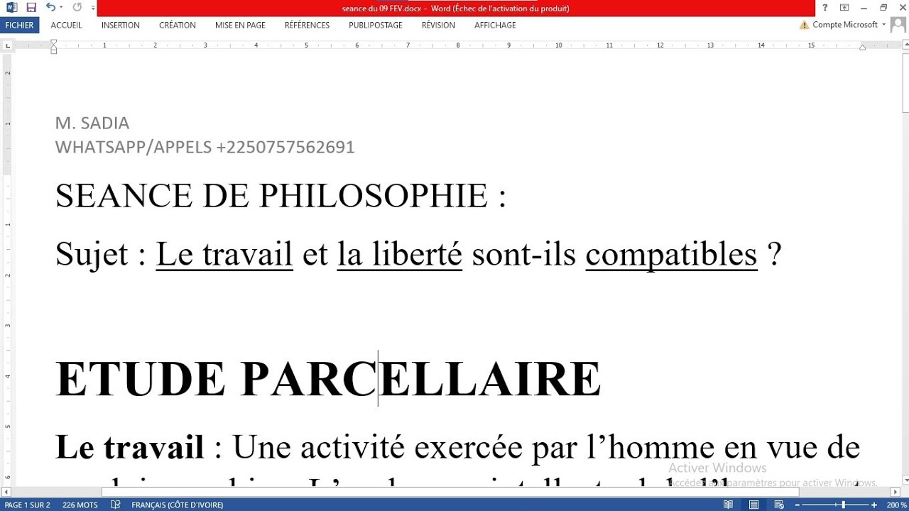 BAC 2025 : SUJET DE PHILOSOPHIE TYPE BAC : Le travail et la liberté sont-ils compatibles ?