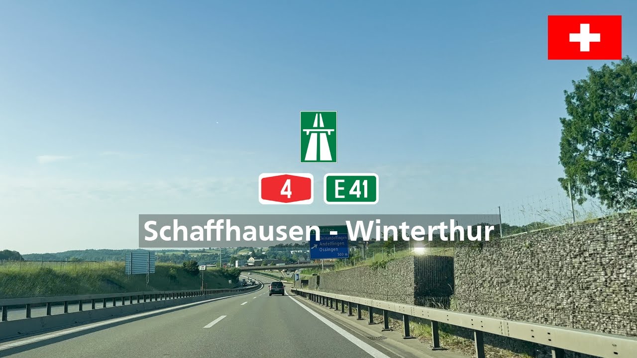 Driving in Switzerland: Autobahn A4 E41 from Schaffhausen to Winterthur