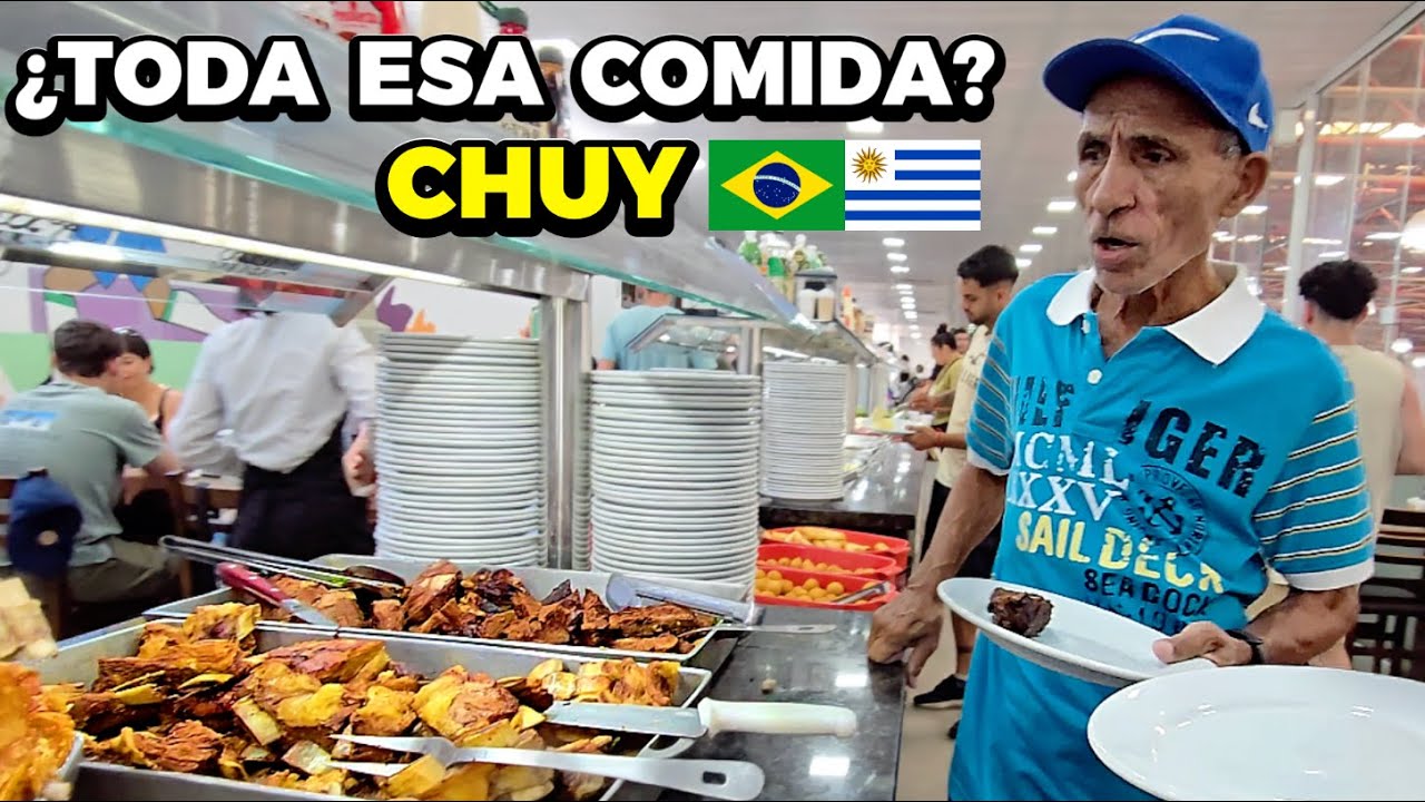 Mi papá recién llegado de CUBA🇨🇺 se sorprende de tanta comida en el CHUY, frontera Brasil/Uruguay