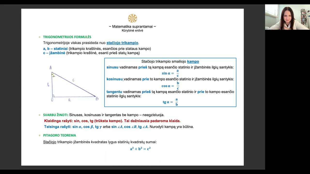 Trigonometrija 10 kl. (1): Teorija. Svarbiausi akcentai.
