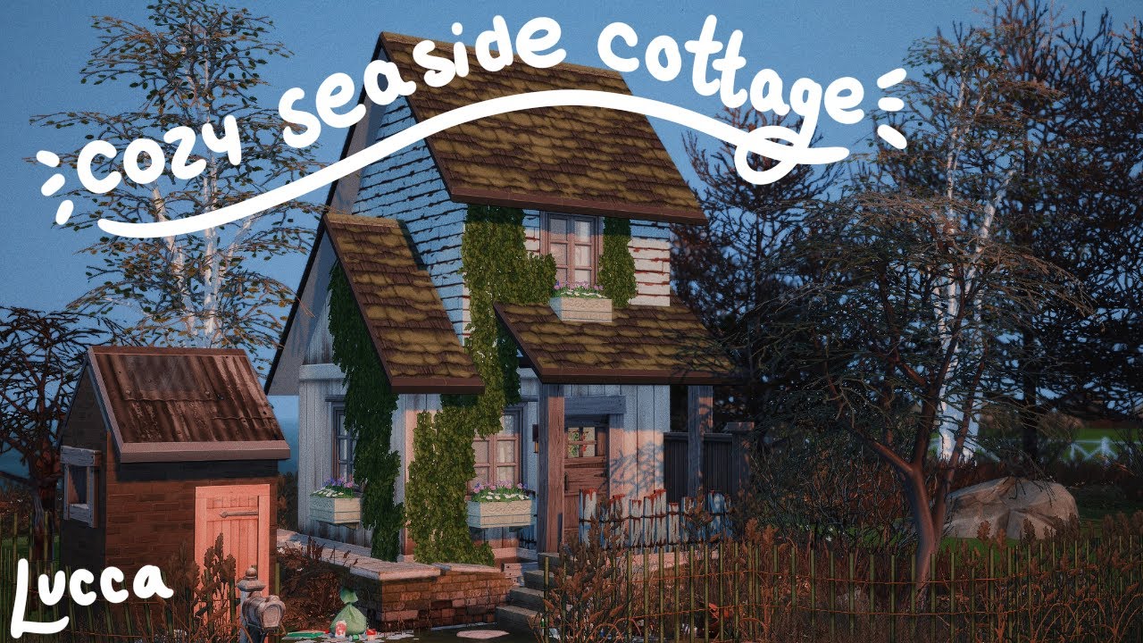i built a cozy seaside cottage in the sims 4 - speed build - no cc